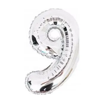 Balónek BALÓNEK 75 cm ČÍSLICE STŘÍBRNÝ 9