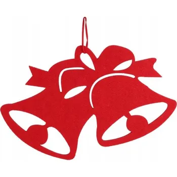 Vánoční dekorace Vánoční ozdoba filcová závěsná ZVONKY 30 cm ČERVENÁ VÁNOČNÍ