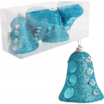 Vánoční dekorace Goliat 4 vánoční baňky plastové zvonky 8 cm tyrkysové 4 ks