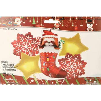 Vánoční dekorace Sada vánočních balónků SVÁTEČNÍ PONOŽKA 5ks