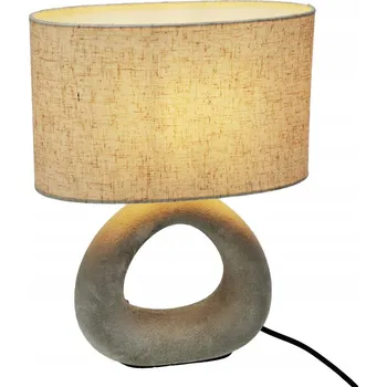 Lampička Stolní lampa béžová, výška 33,5 cm NOČNÍ LAMPA SE STÍNIDLEM ZE SVĚTLÉ LÁTKY