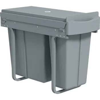 Odpadkový koš HOMCOM Výsuvný vestavný odpadkový koš 30 l 52x26x40.8 cm šedý