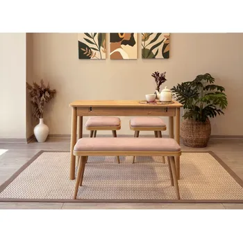 Jídelní stůl Jídelní set s rozkládacím stolem a židlemi (4 kusy) Vina Mini 04 0900 - Oak, Stone