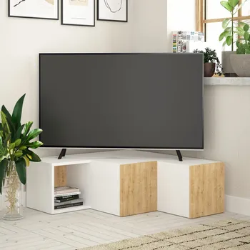 Televizní stolek TV stolek Compact - White, Oak