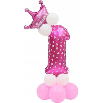 Balónek BALÓNEK ČÍSLICE 1 RŮŽOVÝ, NAROZENINOVÁ SADA 14 KS