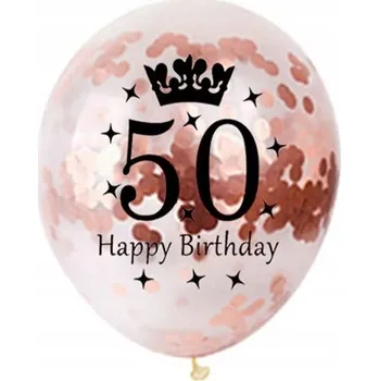 Balónek LATEXOVÉ BALÓNKY S KONFETAMI ZLATÁ RŮŽOVÁ NA 50. NAROZENINY 100 KS