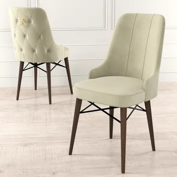 Jídelní stůl Sada židlí (6 kusů) Pare - Cream, Brown