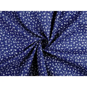 Bavlněná látka / plátno drobné květy METRÁŽ - 6 (22370-4) modrá tmavá bílá