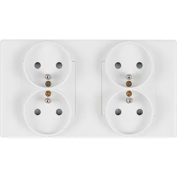 Elektrická zásuvka KONTAKT ZÁSUVKA ELEKTRICKÁ PLASTOVÝ RÁMEČEK MATNÝ FI60 DVOJITÝ 2x2 BÍLÝ