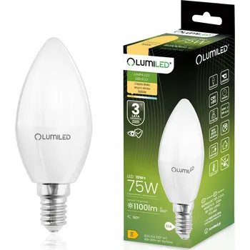 Žárovka LED žárovka E14 Svíčka B35 10W = 75W 1100lm 3000K Teplá bílá 180° LUMILED
