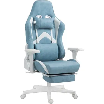 Herní židle Ergonomická herní židle s výsuvnou podnožkou | modrá