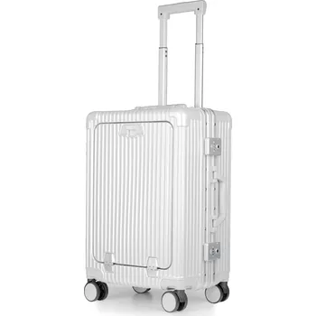 POSH Cestovní Kufr Tvrdý Polykarbonátový Hliníkový Rám Kabinový (Stříbrný M)