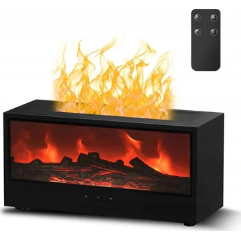 Zvlhčovač vzduchu Imitace Krbu Zvlhčovač Vzduchu Difuzér Aromaterapie s Lampičkou černá