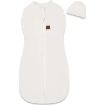 Zavinovačka Spací Zavinovačka MimiNu SOFT ECRU 2 v 1 pro miminka s čepičkou