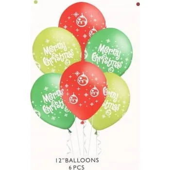 Balónek VÁNOČNÍ LATEXOVÉ BALÓNKY MERRY CHRISTMAS 6 KS