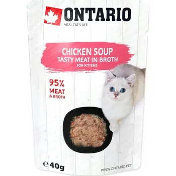 Krmivo pro kočku POLÉVKA KRMIVO PRO KOŤATA KUŘE MRKEV RÝŽE VE VÝVARU 40G ONTARIO