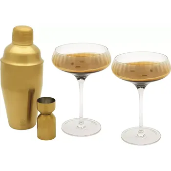 Shaker LEOPOLD VIENNA Arinto Martini koktejlová sada, zlatá/čiré sklo, výška: 225 mm, délka: 357 mm