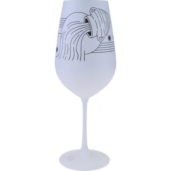 Sklenice Bílá číše na víno znamení Vodnář 0,55 l (Skleněná číše se znamením zvěrokruhu)