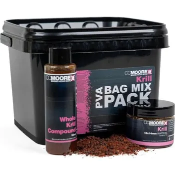 Návnadová surovina Akční kbelík CCMoore Krill PVA Bag Mix Pack 1kg + 100ml + 10x14mm wafters