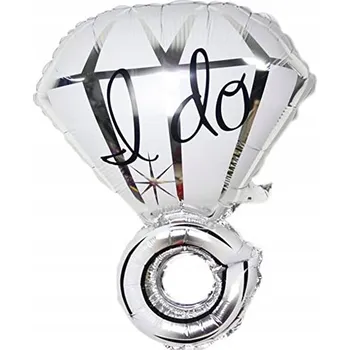 Balónek BALÓNEK PRSTÝNEK DIAMANT DO 50X70 CM STŘÍBRNÝ