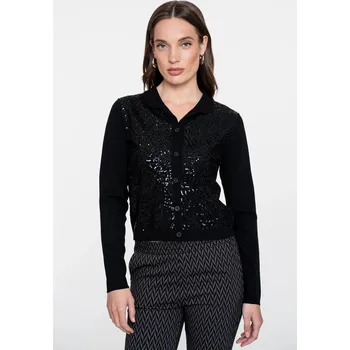 Dámské tričko Geisha luxusní propínací svetr s flitry černý Velikost: S