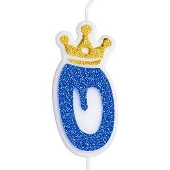 Dortová svíčka ČÍSLICE SE TŘPYTKAMI ZLATÁ TŘPYTIVÁ NAROZENINOVÁ SVÍČKA ČÍSLO 0