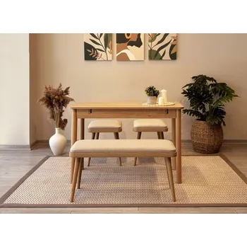 Jídelní stůl Jídelní set s rozkládacím stolem a židlemi (4 kusy) Vina Mini 04 1005 - Oak, Cream