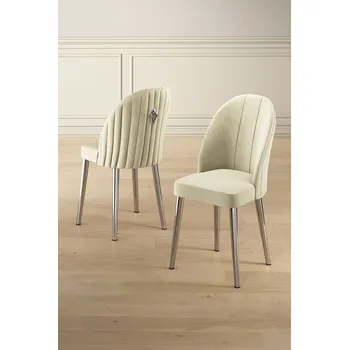 Jídelní stůl Sada židlí (6 kusů) Mara - Cream, Chrome