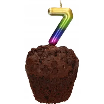 Dortová svíčka Narozeninová svíčka 7 duhová 11cm EA0137 Party Go
