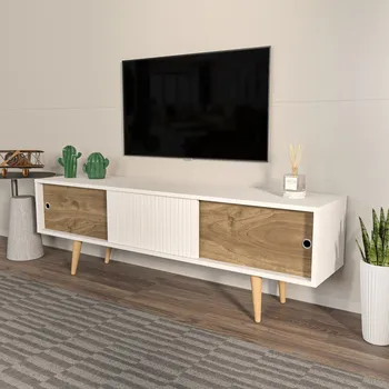 Televizní stolek TV stolek Ecrin - White, Walnut