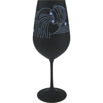 Sklenice Černá číše na víno znamení Vodnář 0,55 l (Skleněná číše se znamením zvěrokruhu)