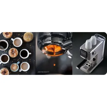 Kávovar Pákový kávovar s napěňovačem mléka 20 barů Berdsen - dotykové ovládání