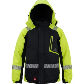 Pracovní bunda REFLEXNÍ Zateplená S Kapucí Teplá Vysoký límec XL