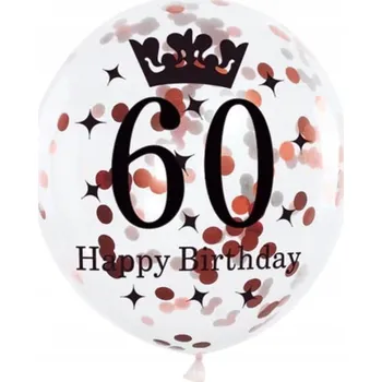 Balónek LATEXOVÉ BALÓNKY S KONFETAMI Z RŮŽOVÉHO ZLATA K 60. NAROZENINÁM 100 KS