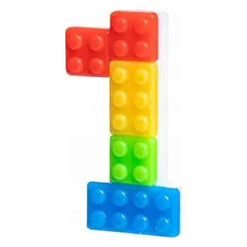 Dortová svíčka NAROZENINOVÁ SVÍČKA LEGO KOSTKY ČÍSLICE 1