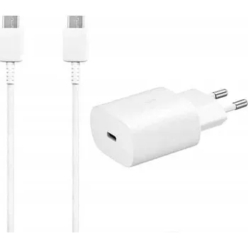 SAMSUNG SÍŤOVÁ NABÍJEČKA TYP-C 25W 3A BÍLÁ EP-TA800 + KABEL TYP-C - TYP-C