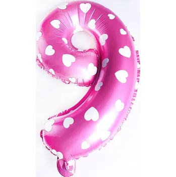 Balónek BALÓNEK 40 CM ČÍSLICE RŮŽOVÝ 9
