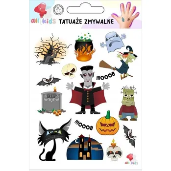 Odstranitelné tetování Halloween Omyvatelné tetování pro děti - Zombie, lebky, duchové, čarodějnice