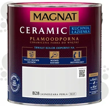 barva na zeď Barva MAGNAT Kuchyně-Koupelna, odolná proti skvrnám, matná B28 Světle šedá Perla 2,5L