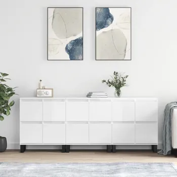 Příborník do zásuvky zahrada-XL Příborníky 3 ks bílé s vysokým leskem kompozitní dřevo 3190207