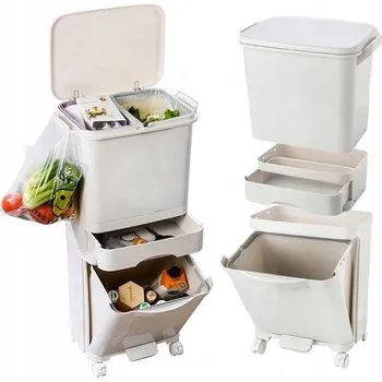 Odpadkový koš KOŠ NA TŘÍDĚNÍ ODPADU DOMÁCÍ KUCHYŇSKÝ KONTEJNER NA KOLEČKÁCH 42L