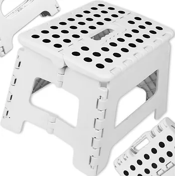 Stolička Stolička skládací protiskluzová vysoká 39 Cm světle šedá