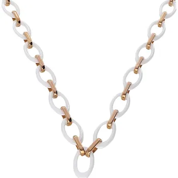Souprava šperků MPM Dámský ocelový nerezový náhrdelník 6570 W - bílorůžové barvy SNE.6570.. W