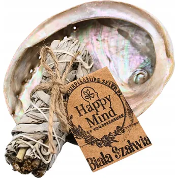 Vonná tyčinka Přírodní kadidlo Bílá Šalvěj s podložkou Mušle Abalone k vykuřování