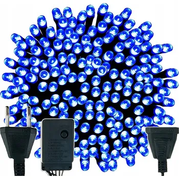 Vánoční dekorace VÁNOČNÍ OSVĚTLENÍ NA STROMEČEK 100 LED VNĚJŠÍ VNITŘNÍ MODRÉ + FLASH SVÁTKY