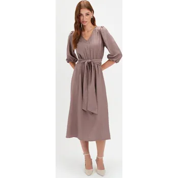 Dámské šaty Top Secret šaty s vázačkou béžové Velikost: 42