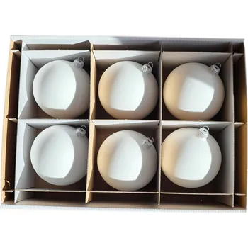 Vánoční dekorace Vánoční Baňky Skleněné koule na stromeček, teplá BÍLÁ MATNÁ 10 cm, jemná VÁPENNÁ BÍLÁ