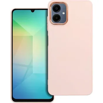 Pouzdro na mobilní telefon Forcell Frame pouzdro Samsung Galaxy A06 – pudrově růžové (Forcell Frame matné pouzdro pro Samsung Galaxy A06 – pudrově růžové, měkký TPU materiál, vyztužené hrany a kovově lesklý rámeček)