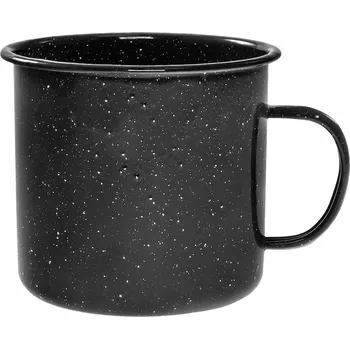 Ocelový smaltovaný hrnek turistický nerozbitný Mil-Tec Western 0,68 l Černý