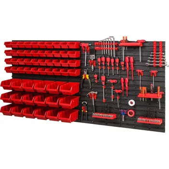 Obraz Nástěnná dílenská deska / panel na nářadí 154 cm x 78 cm + 58 boxů / přihrádek